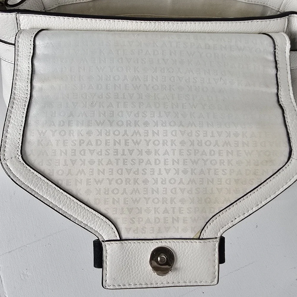 Kate Spade Cement Black Leather Shoulder Purse Chain Strap Magnetic Flap Closure